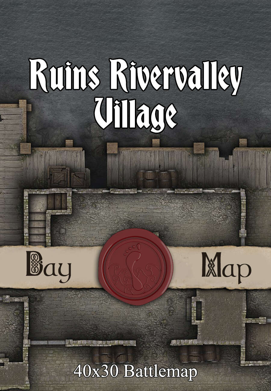 40x30 Multi Level Battlemap Ruins Rivervalley Village Seafoot Games