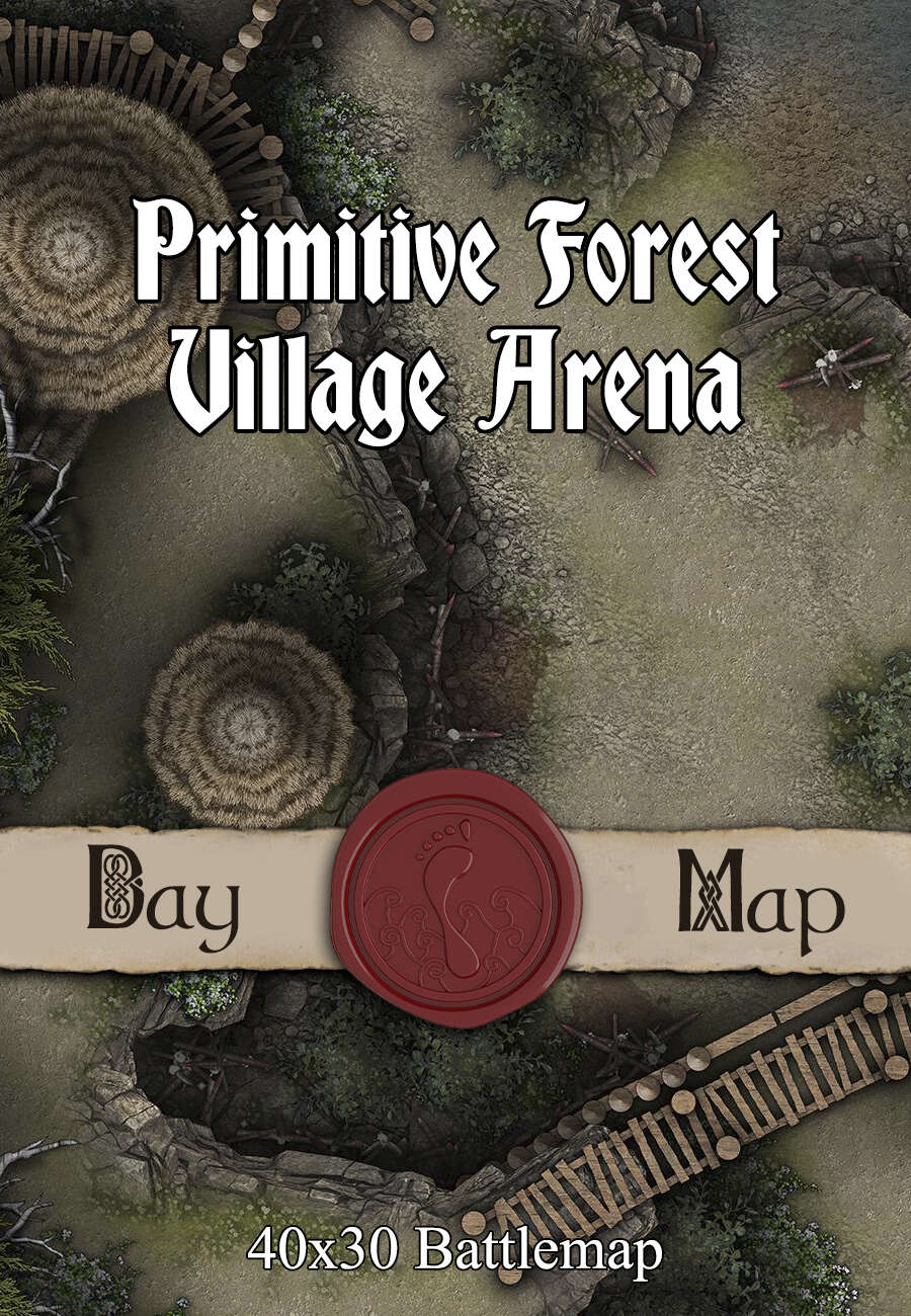 40x30 Battlemap Primitive Forest Village Arena Seafoot Games