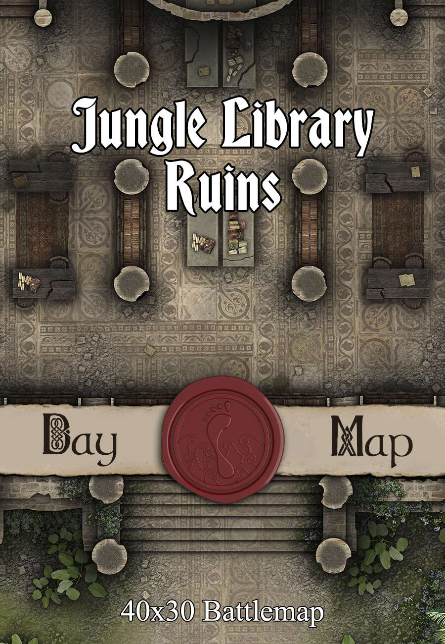 40x30 Battlemap Jungle Library Ruins Seafoot Games Castles