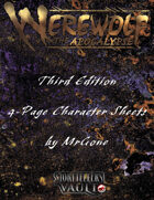 MrGone's Werewolf The Apocalypse Third Edition 4-Page Character Sheets
