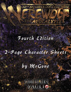 MrGone\'s Werewolf The Apocalypse Fourth Edition 2-Page Character Sheets