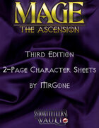 MrGone's Mage The Ascension Third Edition 2-Page Character Sheets