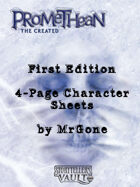 MrGone's Promethean The Created First Edition 4-Page Character Sheets