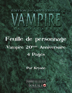 Feuille de personnage Vampire la Mascarade V20