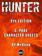 MrGone's Hunter the Reckoning Fifth Edition 2-Page Character Sheets