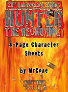 MrGone's Hunter the Reckoning 20th Anniversary Edition 4-Page Character Sheets