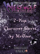 MrGone's Dark Ages Werewolf 20th Anniversary Edition 2-Page Character Sheets