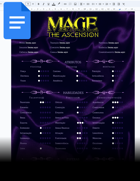 Ficha Bonita Editavel de Mage: The Ascension no Google Docs