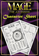 Mage: The Ascension – Arcane Character Sheet (Vintage Edition)