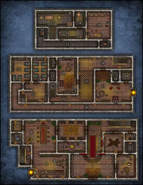 VTT Map Set #218 Mysterious Mansion of Secrets Paths to