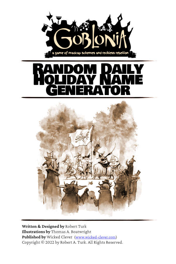 via interference chrysanthemum Random Holiday Name Generator - Wicked Clever | Goblonia | DriveThruRPG