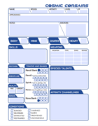 Cosmic Corsairs Character, Starship, and GM Tracking Sheets