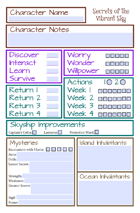 Secrets of the Vibrant Sky Character Sheet