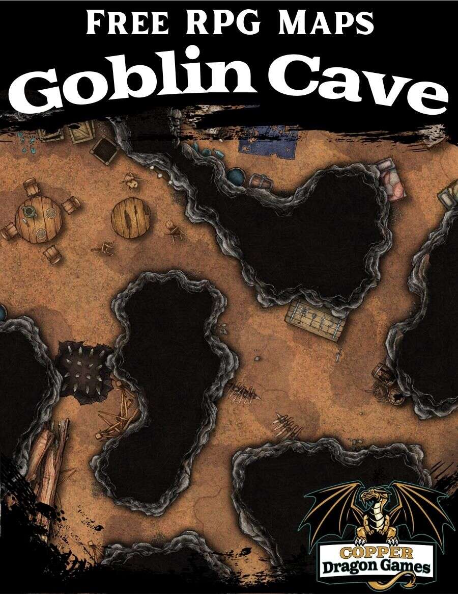 Free RPG Maps: Goblin Cave - Copper Dragon Games | DriveThruRPG