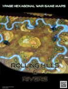 1 Page Hexagonal War Game Maps - Rolling Hills & Rivers