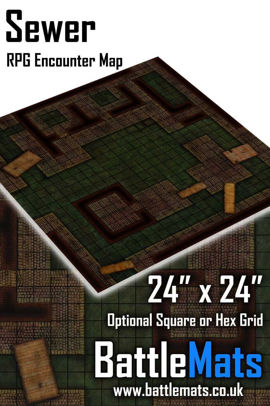 Sewer 24" x 24" RPG Encounter Map - Loke BattleMats | Fantasy Battle Maps | DriveThruRPG