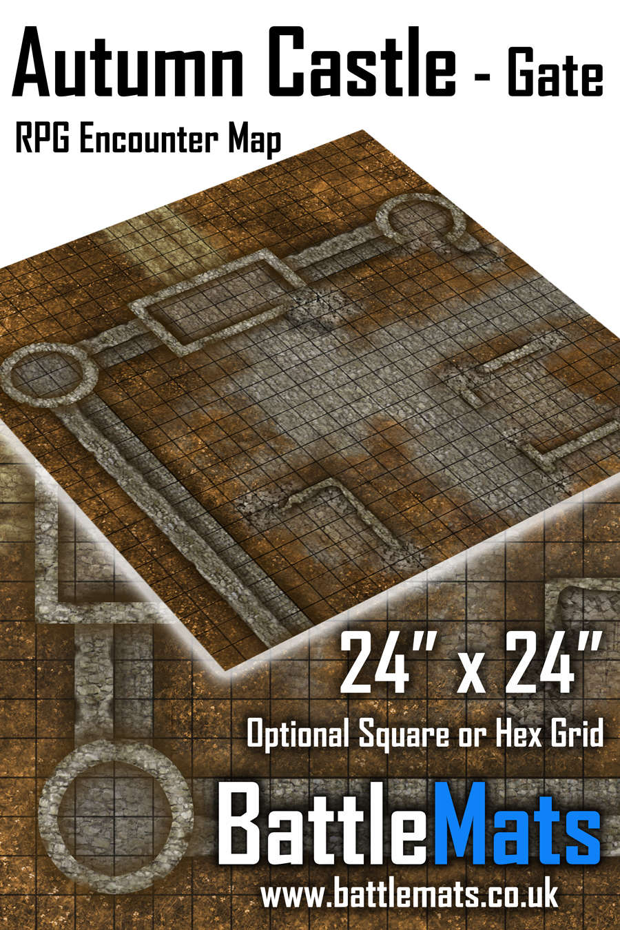 Loke Battlemats Battle Map Board - Tabellone Mappe Per GDR Con Griglia Ed Esagoni 24x24 - 6