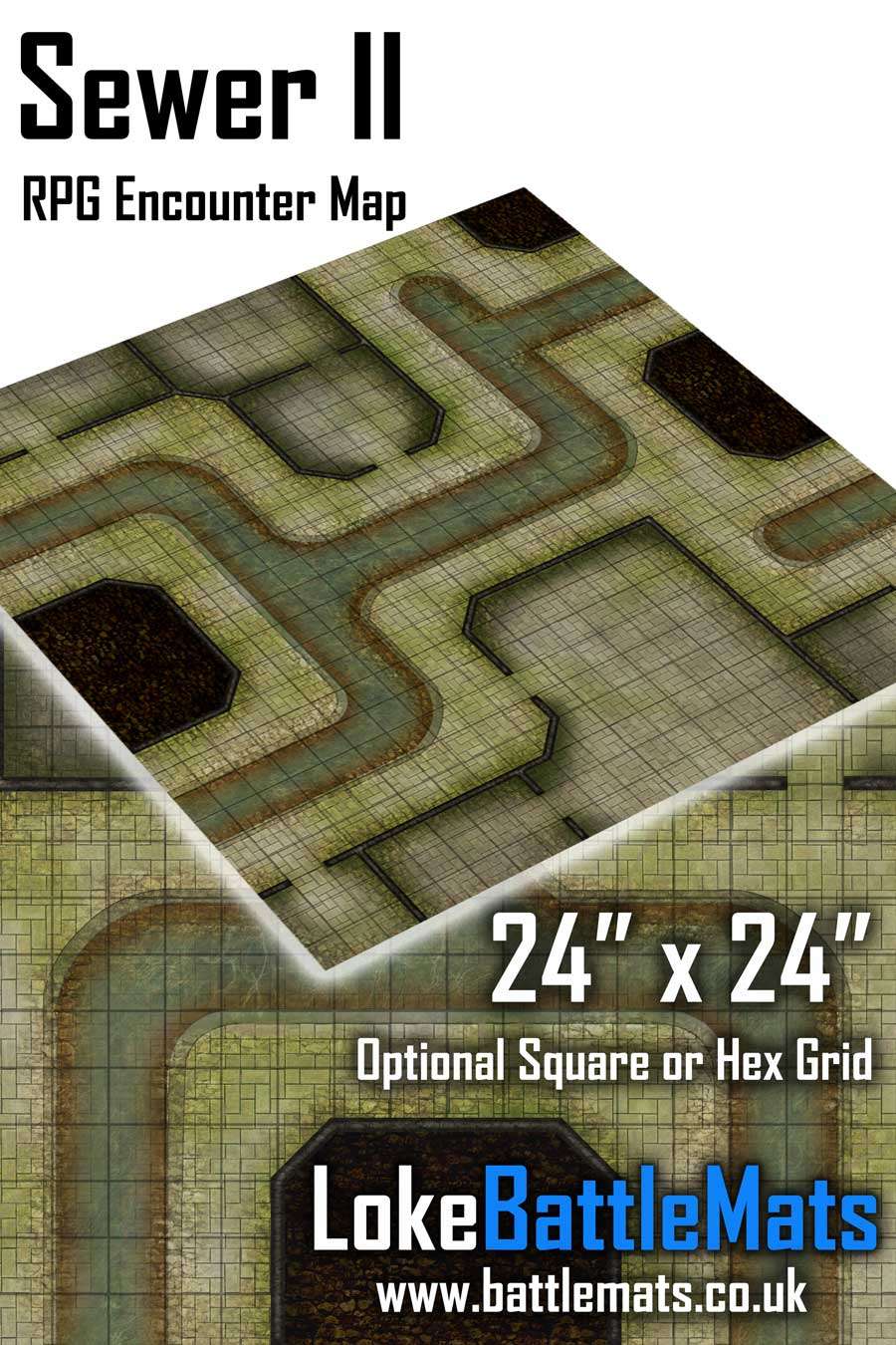 Sewer II 24" x 24" RPG Encounter Map - Loke BattleMats | Fantasy Battle Maps | DriveThruRPG