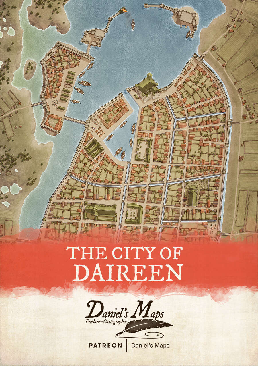 The Merchant City of Daireen - Fantasy City Map by Daniel's