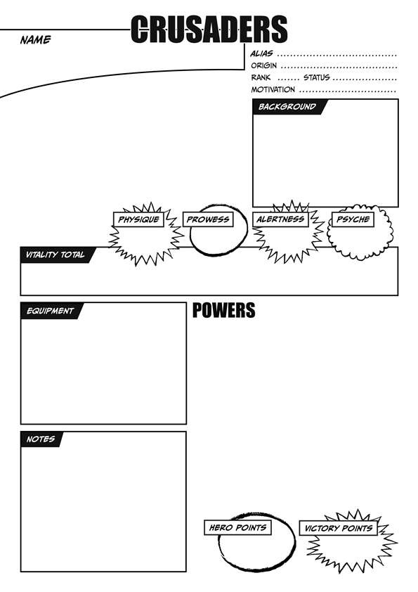 CRUSADERS Character Record Sheets - Legrand Games Studio | CRUSADERS ...