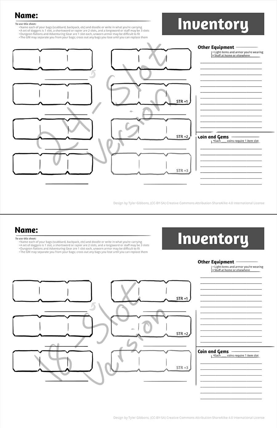 Drivethrurpg Inventory Sheet.pdf Anti-Hammerspace Inventory Tracking Sheets - Tyler Gibbons | DriveThruRPG