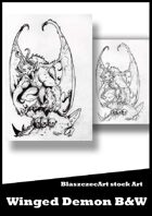 BlaszczecArt Stock Art: Winged Demon B&W