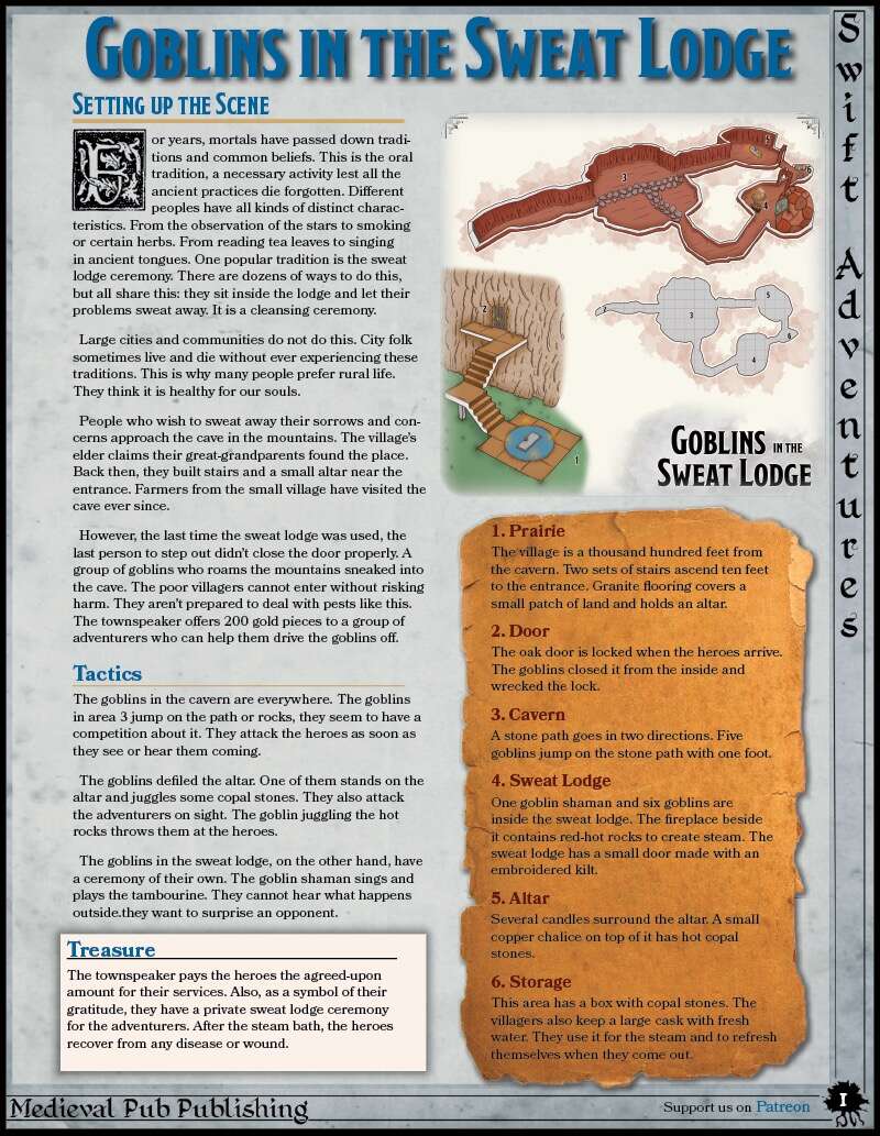 Goblins in the Sweat Lodge - Elven Tower | Swift Adventures | DriveThruRPG