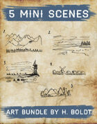 5 Mini Scenes Filler Stock Illustration