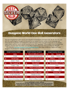 Dungeon World One-Roll Generators