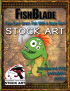 FishBlade Stock Art - Four-Eyed Green Alien Fish with a Blade Horn