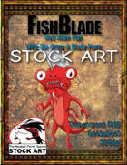 FishBlade Stock Art - Red Alien Fish with Six Arms and a Blade Horn