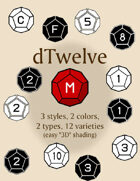dTwelve polyhedral dice fonts