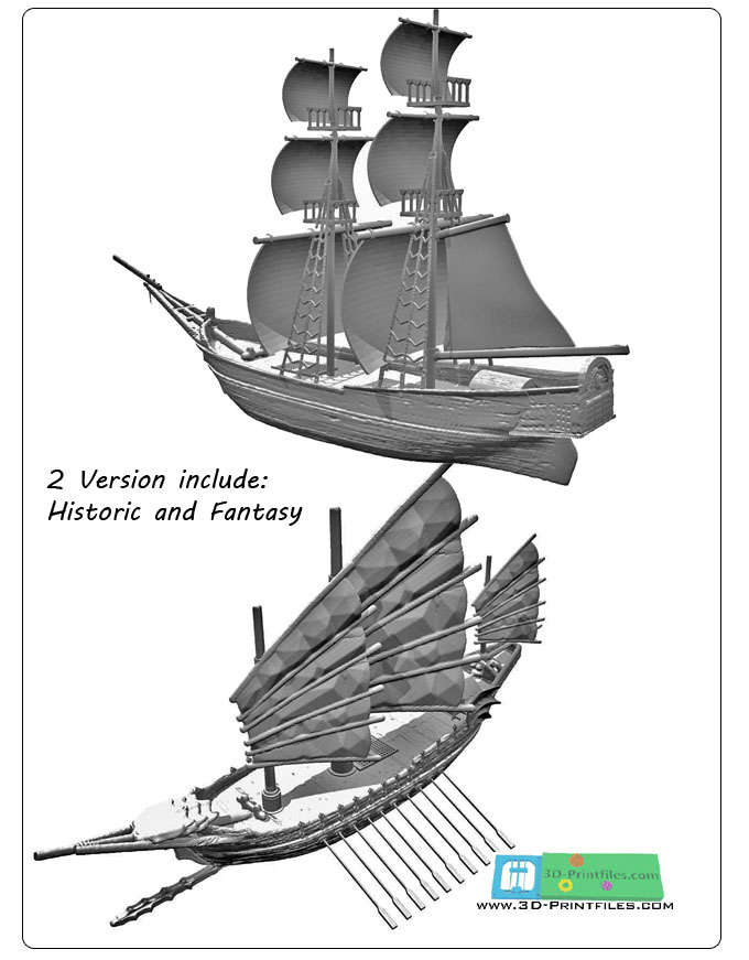 Corsair Ship - 2 versions - for 3d printing (STL File) - ESLO ...