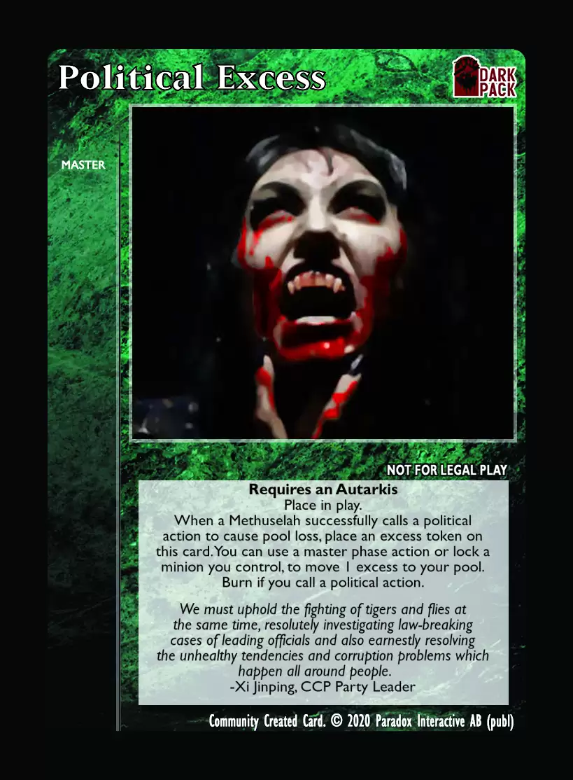 Political Excess - Custom Card - Black Chantry Productions | VTES ...
