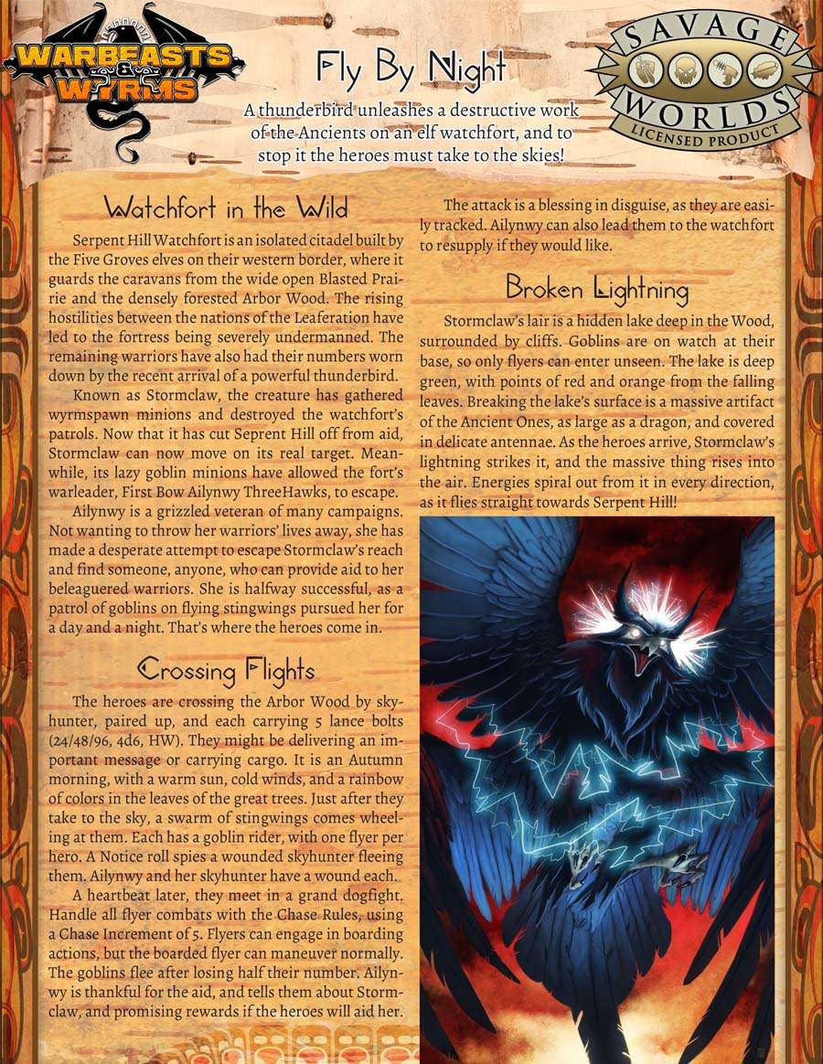 Warbeasts & Wyrms - One Sheet - Fly By Night - Triphammer Games |  DriveThruRPG