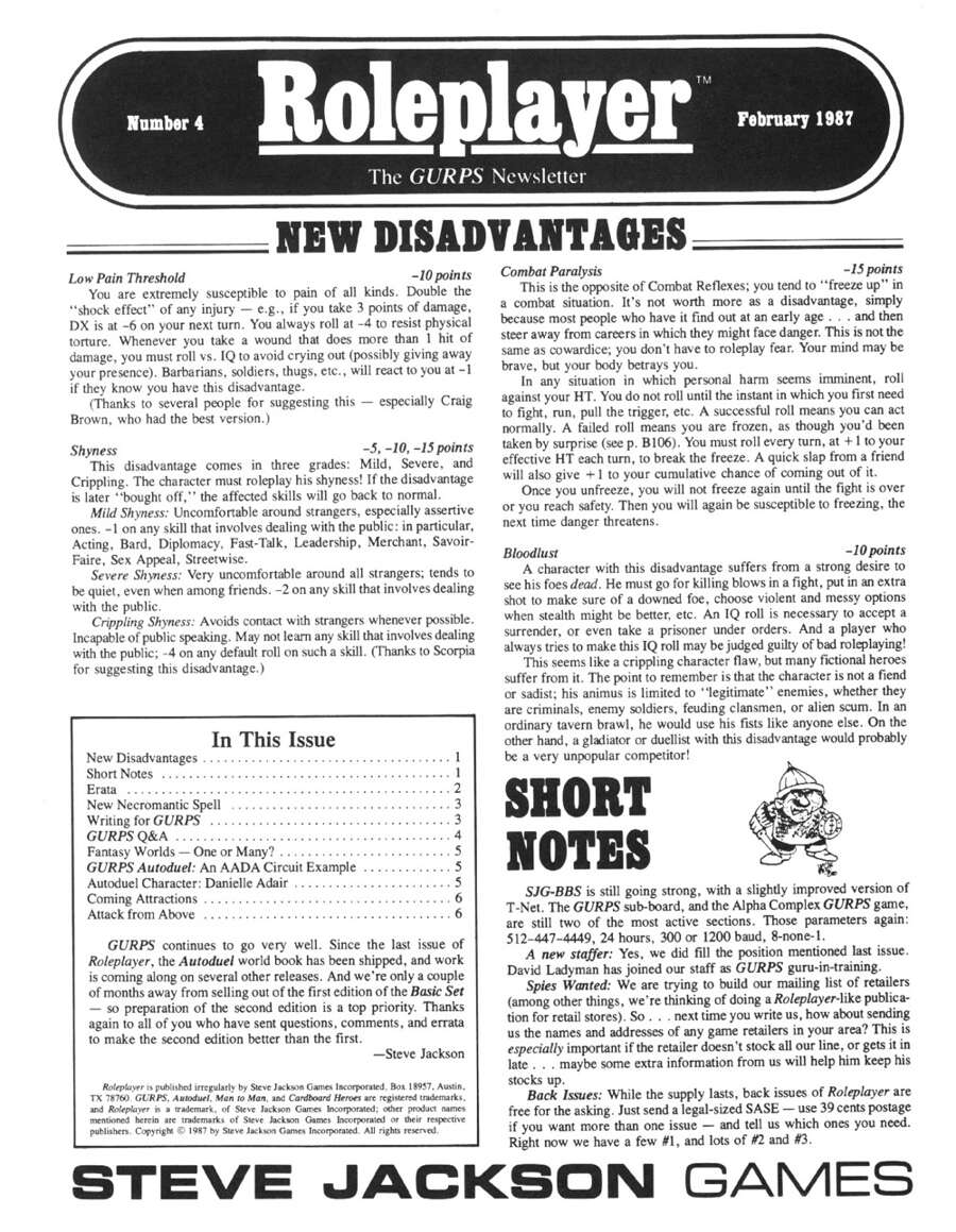 Roleplayer 04 Steve Jackson Games Roleplayer DriveThruRPG