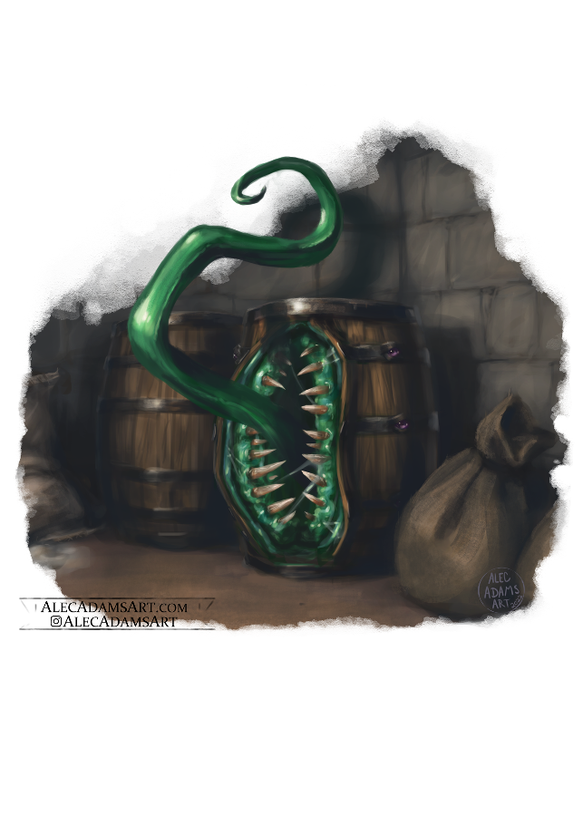 Mimic Barrel - RPG Stock Art - Alec Adams Art | DriveThruRPG