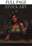 Tiefling Bartender - Full Page / Cover RPG Stock Art