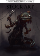 Axolotl Folk Necromancer - Full Page Cover RPG Stock Art