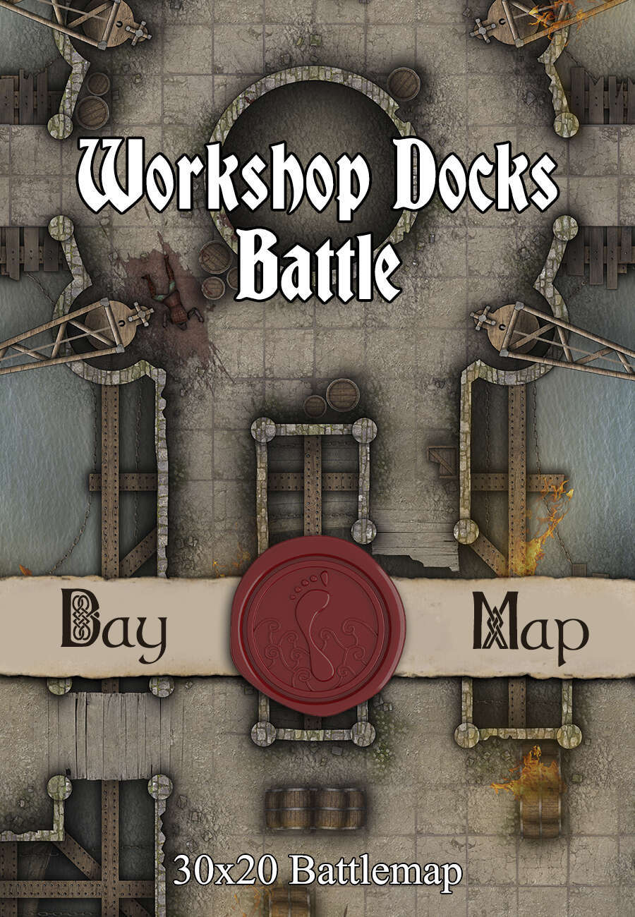 30x20 Battlemap - Workshop Docks Battle - Seafoot Games | Towns ...