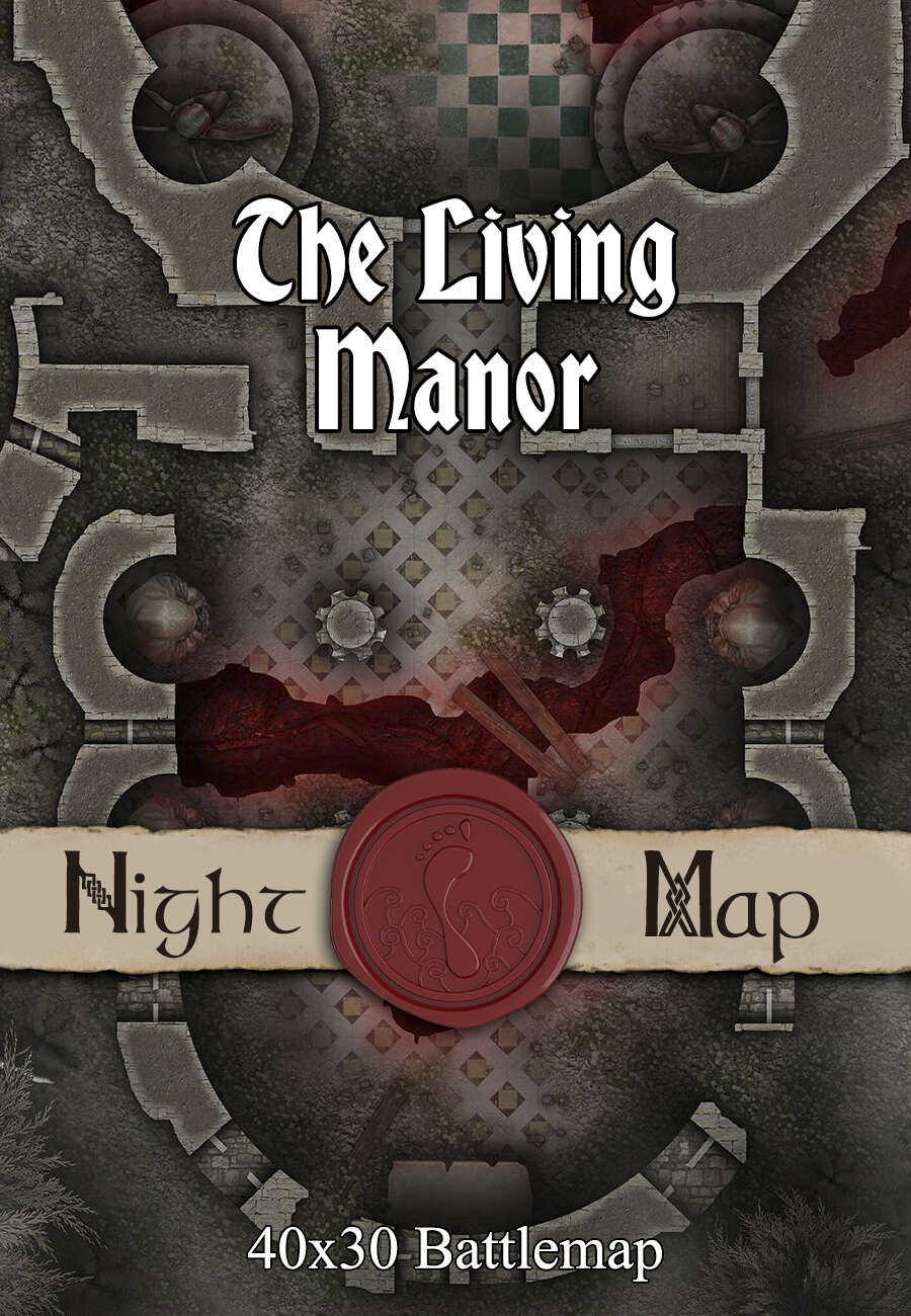 40x30 Battlemap - The Living Manor - Seafoot Games | Castles, Manors &  Keeps | Ruins | Magical | Demonic | Forests | Night | DriveThruRPG