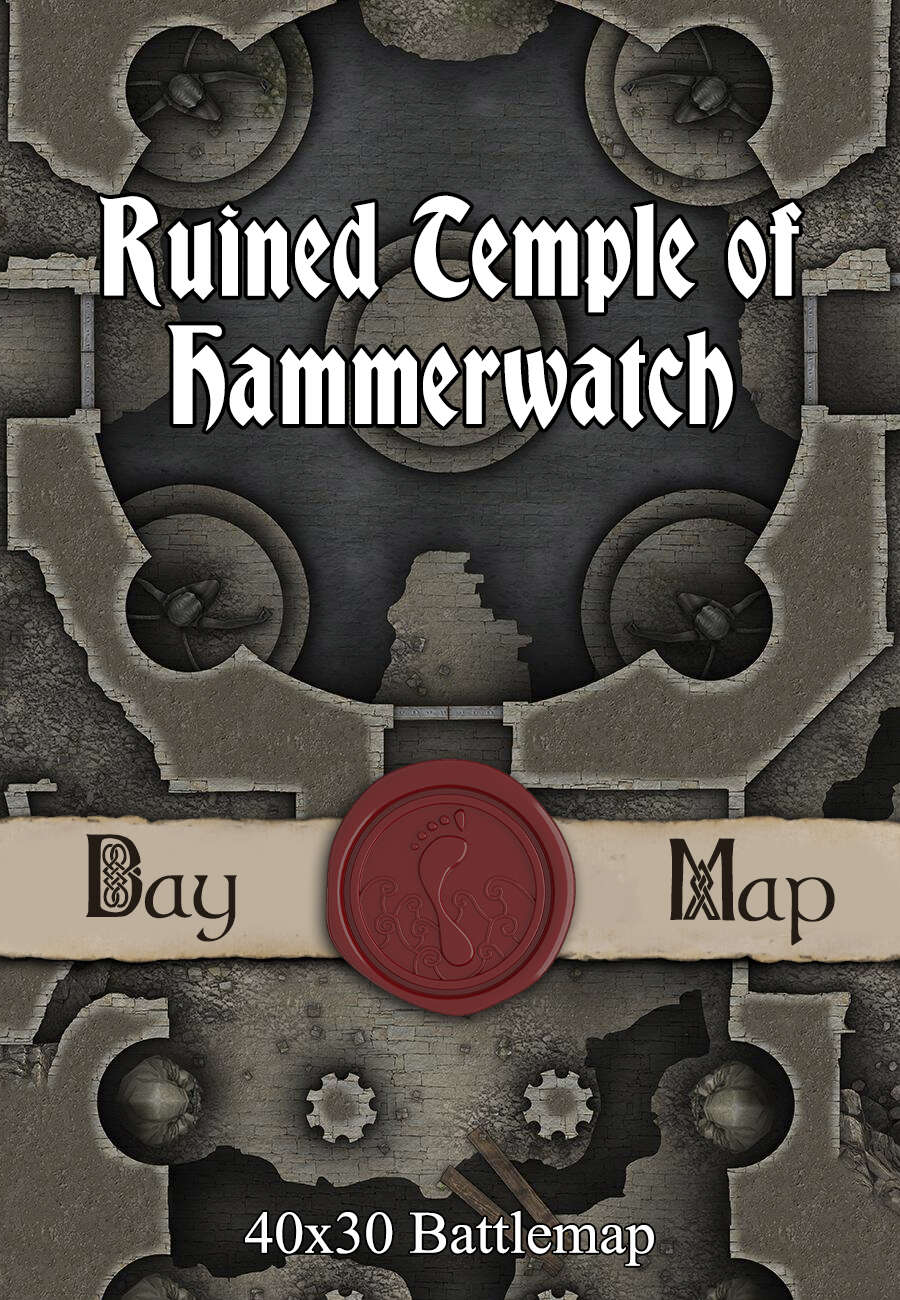 40x30 Battlemap - Ruined Temple of Hammerwatch - Seafoot Games | Ruins ...