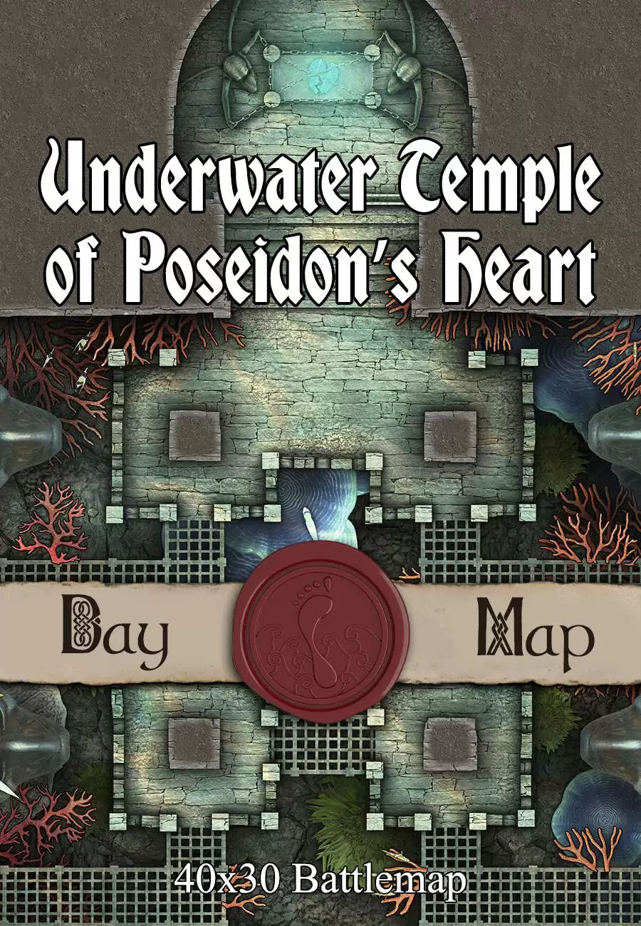 40x30 Battlemap - Underwater Temple of Poseidon’s Heart - Seafoot Games ...