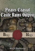 40x30 Multi-Level Battlemap - Pirates Coastal Castle Ruins Outpost