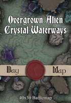 40x30 Battlemap - Overgrown Alien Crystal Waterways