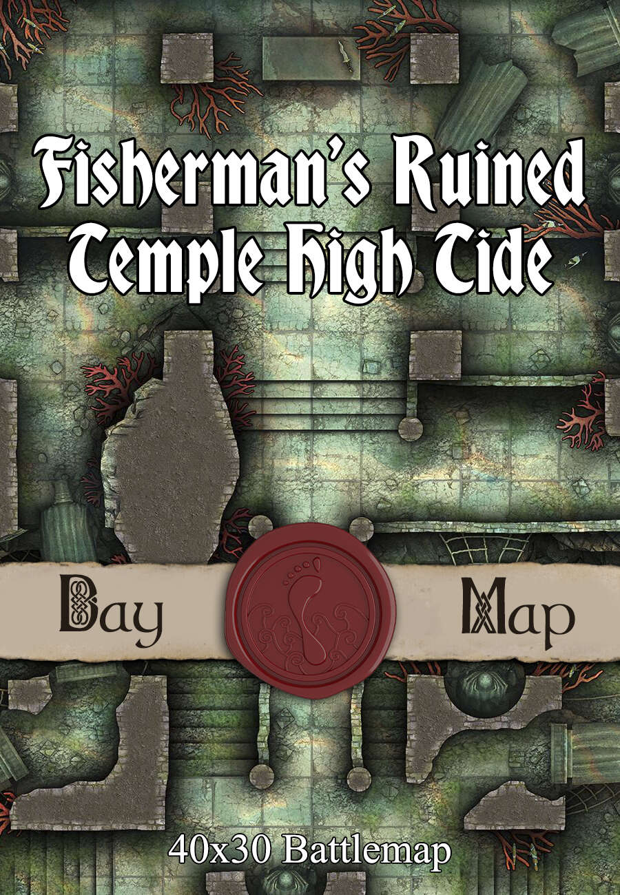 40x30 Battlemap - Fisherman’s Ruined Temple High Tide - Seafoot Games ...