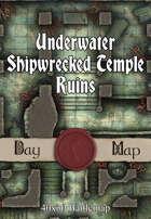 40x30 Battlemap - Underwater Shipwrecked Temple Ruins