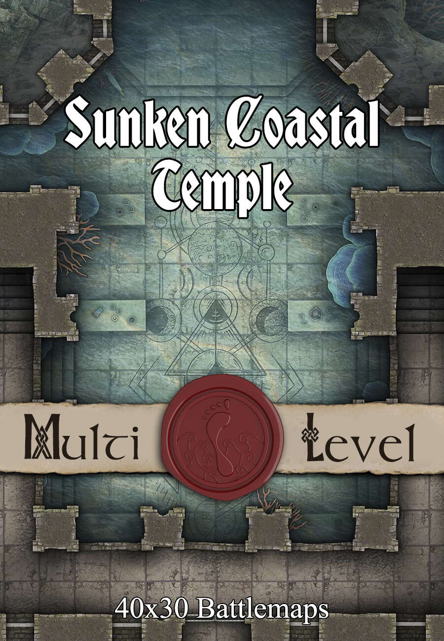 40x30 Multi-Level Battlemap - Sunken Coastal Temple - Seafoot Games ...