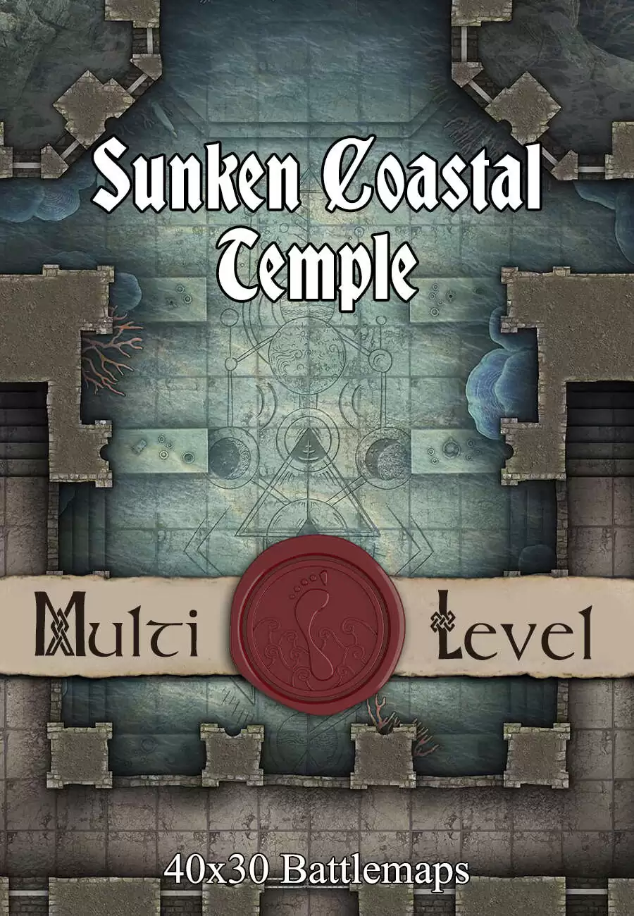 40x30 Multi-Level Battlemap - Sunken Coastal Temple - Seafoot Games ...