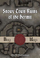 40x30 Multi-Level Battlemap - Snowy Town Ruins of the Hermit